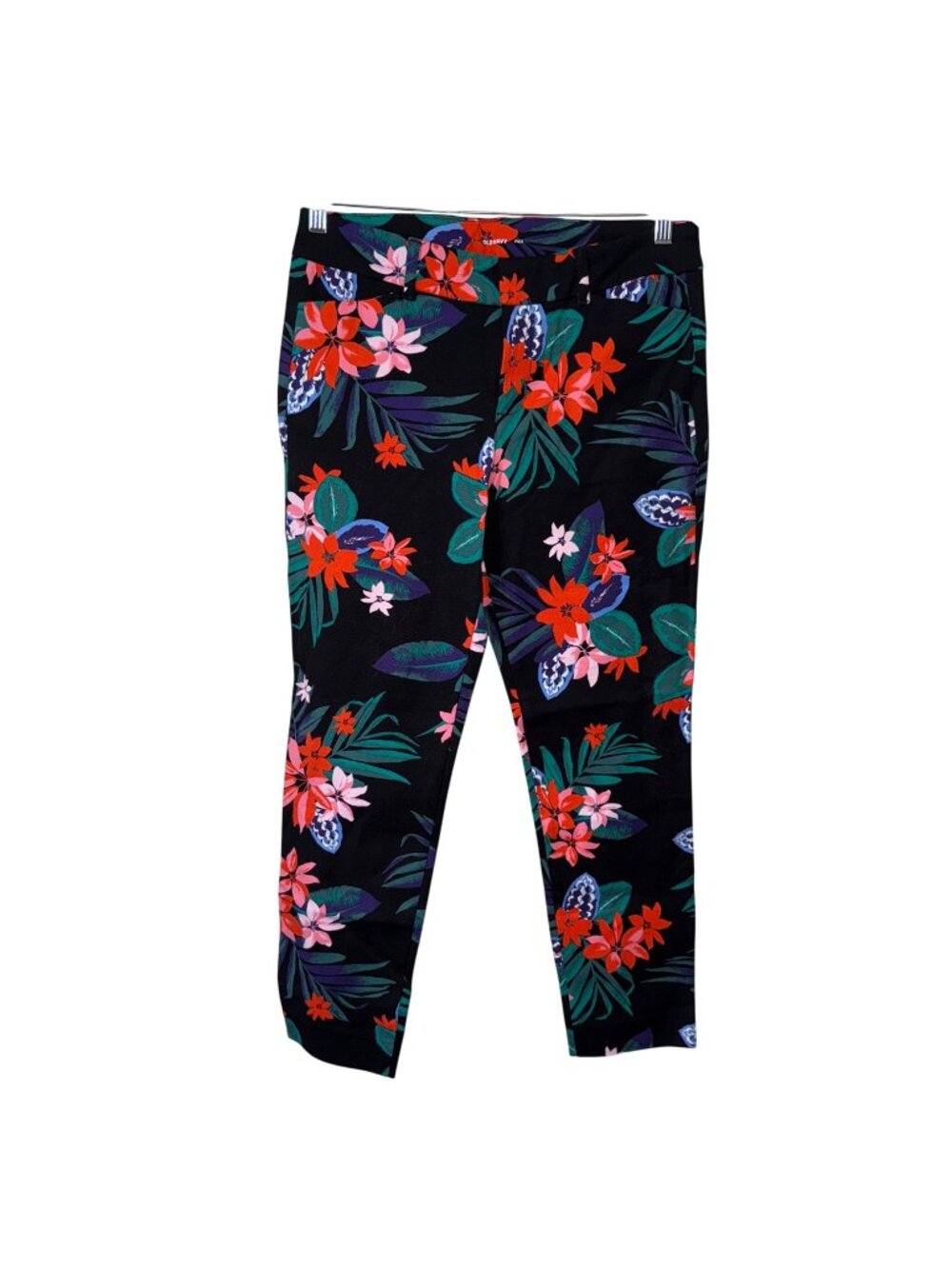 Old Navy Pixie Ankle Pants With Tropical Floral Design In Black Size 8